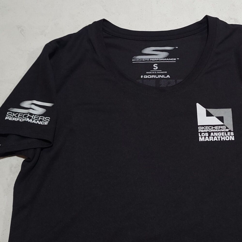 Sketchers Performance Los Angeles LA Marathon Black Running Gym Shirt Small NWOT